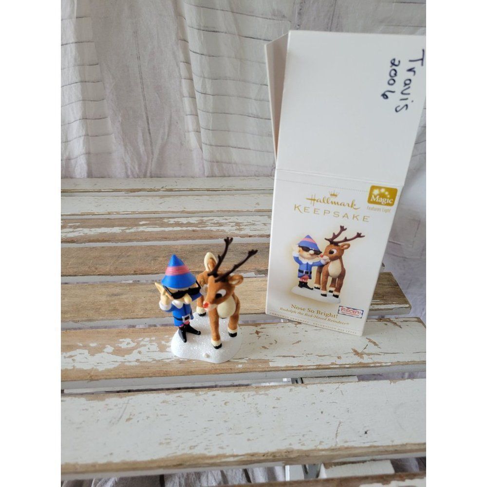 Hallmark nose so bright Rudolph Red-Nosed reindeer ornament new Xmas 2006 tree
